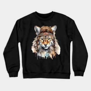 Watercolor Boho Lynx Crewneck Sweatshirt